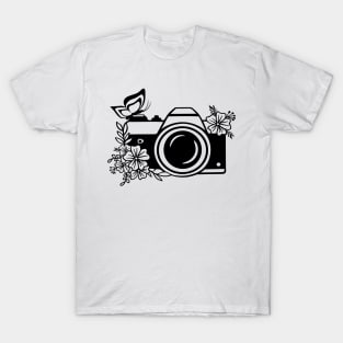 Floral Camera Shirt, Watercolor Shirt, Cameraman Shirt, Gardening Shirt, Watercolor Lover , Camera Lover, Gift For Photo Lover, Floral Shirt T-Shirt